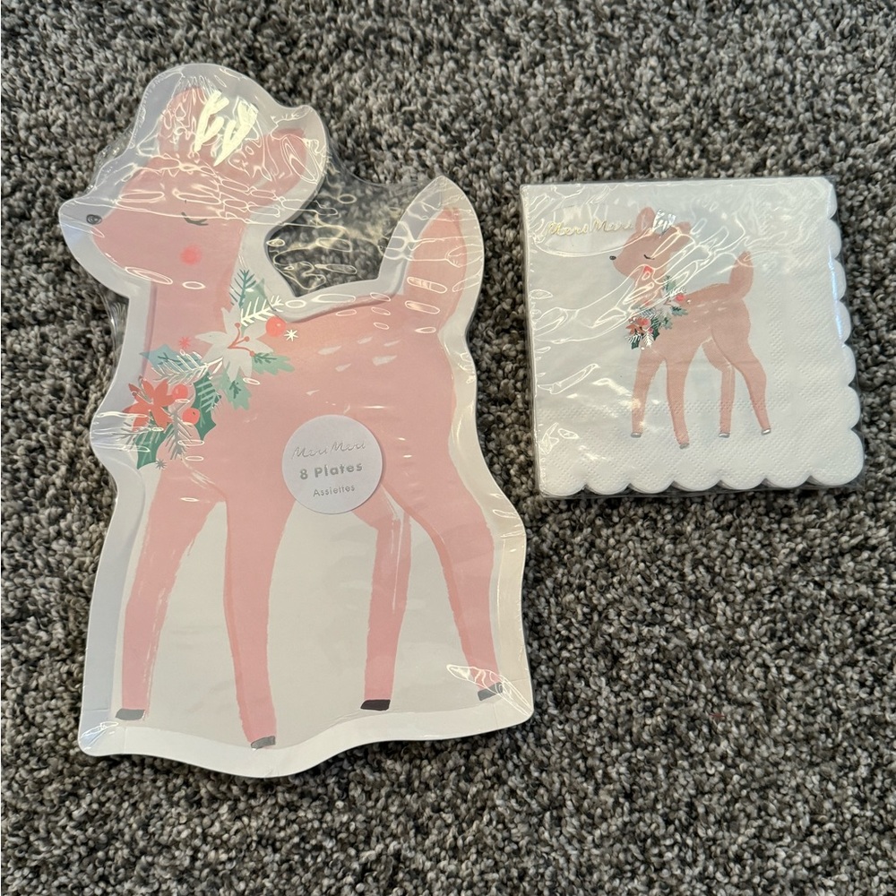 Meri Meri Pastel Deer Napkins & Plates - Small Set